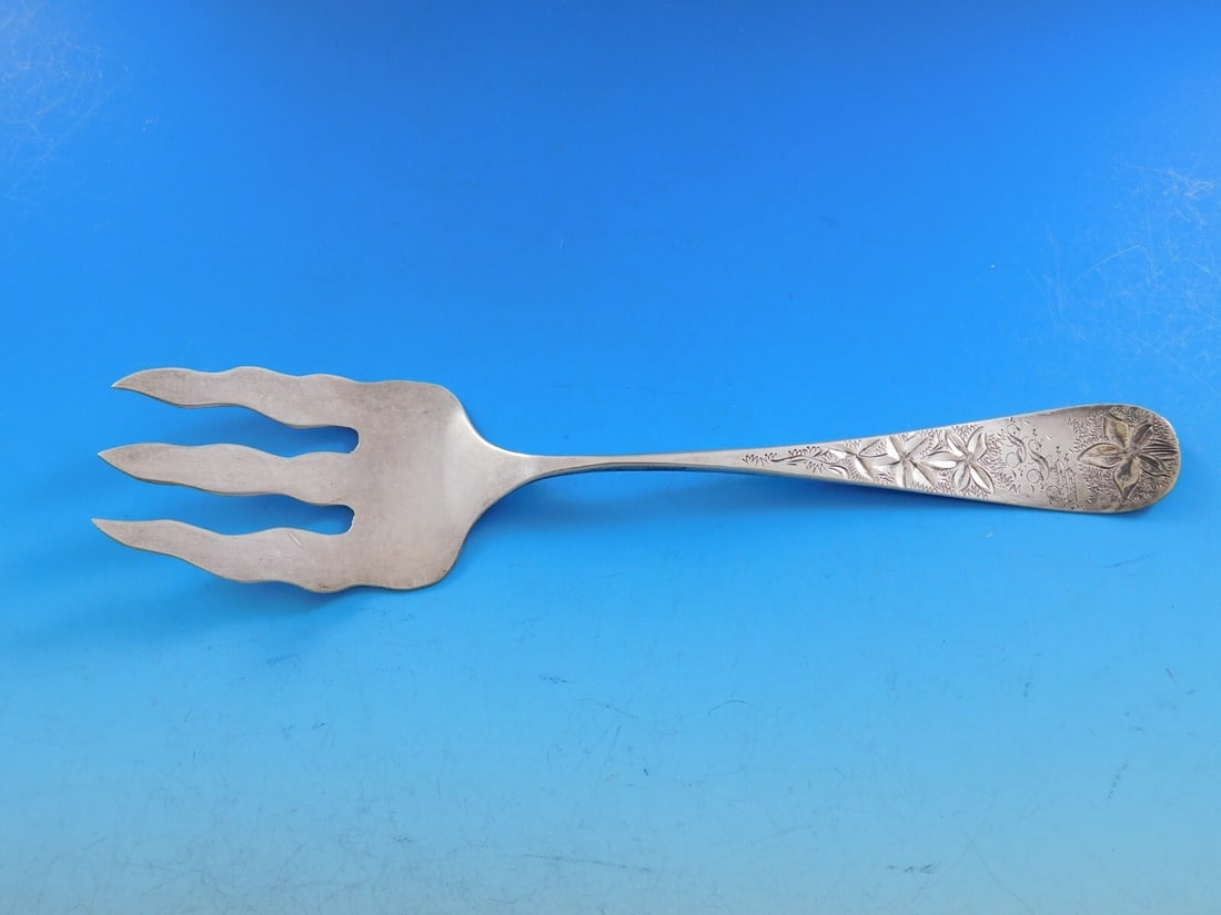 Vintage 8 Inch Sterling Silver Brite-Cut 3-Tine Cold Meat Fork (1 of 6)