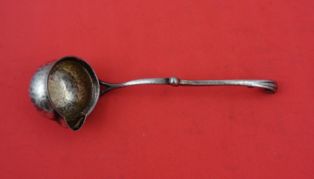 Georg Jensen 5 Inch Hand Hammered Sterling Silver Cream Ladle with Spout: Georg Jensen 5 Inch Hand Hammered Sterling Silver Cream Ladle with Spout This exquisite Georg Jensen cream ladle is crafted from high-quality sterling silver and features a unique hand-hammered design