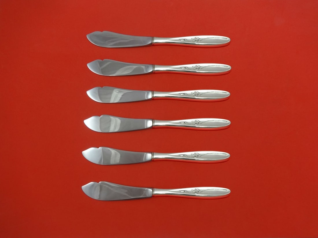 Towle Rose Solitaire Sterling Silver 6pc Trout Knife Set Custom Made 7.5": Towle Rose Solitaire Sterling Silver 6pc Trout Knife Set Custom Made 7.5" This exquisite 6-piece Trout Knife Set, custom made in the elegant Rose Solitaire pattern by Towle, features a stunning design