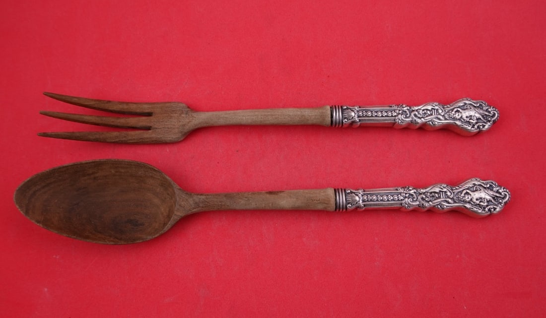 Gorham Versailles Sterling Silver and Wood Salad Serving Set 11 1/4" (1 of 2)