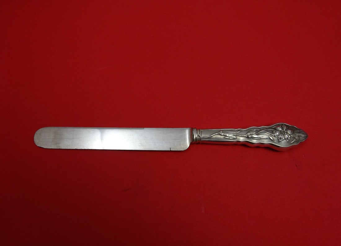 Unger Narcissus Sterling Silver Dinner Knife 9.5 inch Silverplate Blade: Unger Narcissus Sterling Silver Dinner Knife 9.5 inch Silverplate Blade Introducing the Narcissus dinner knife, crafted by Unger. This exquisite piece features a sterling silver hollow handle with a s