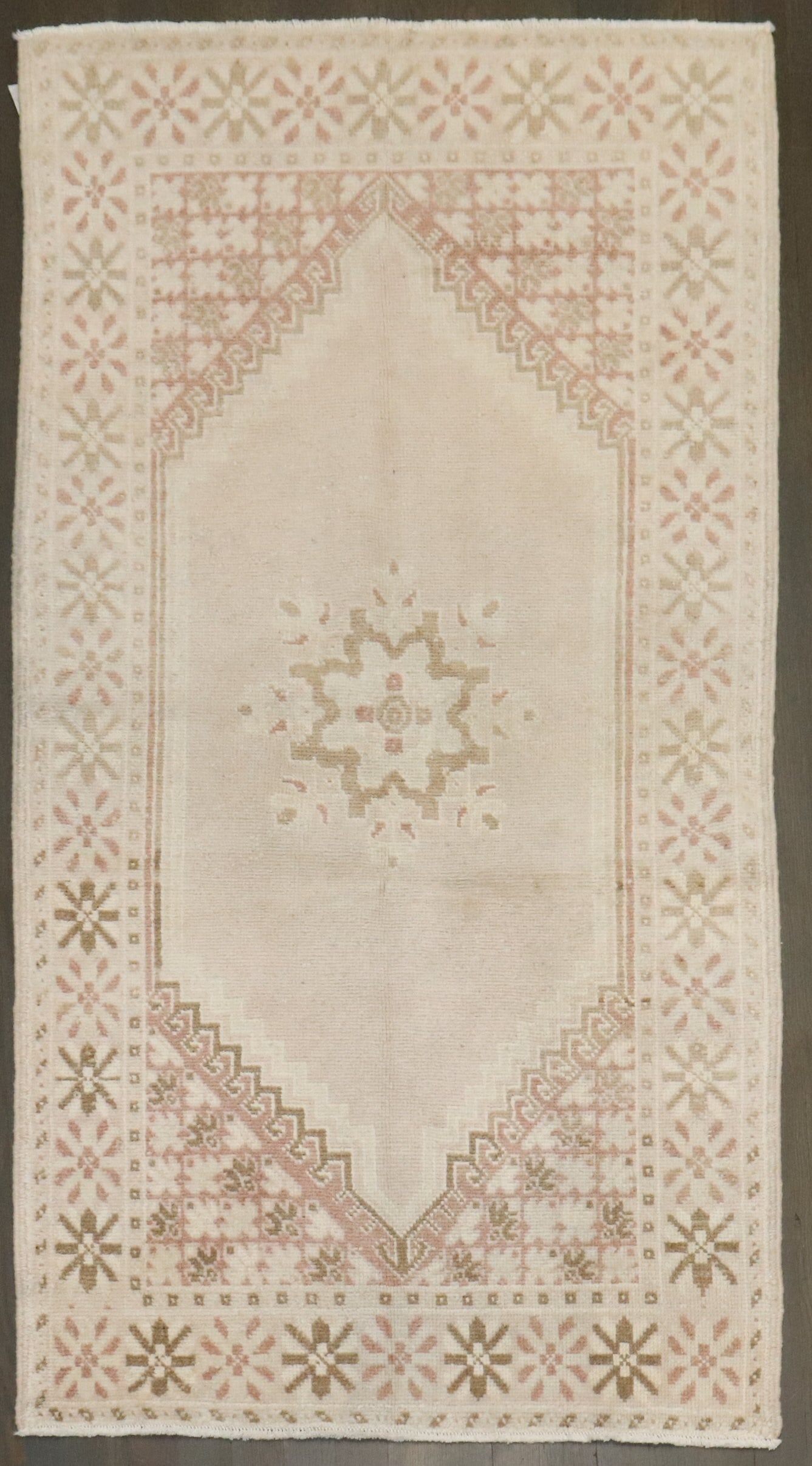 2' 9" x 5' Mid 20th Century Moroccan Rug: 2' 9" x 5' Mid 20th Century Moroccan Rug Vintage Moroccan neutral color rug from the mid 20th century. This pre-owned small rug offers a classic Moroccan style in a versatile neutral palette. Specific