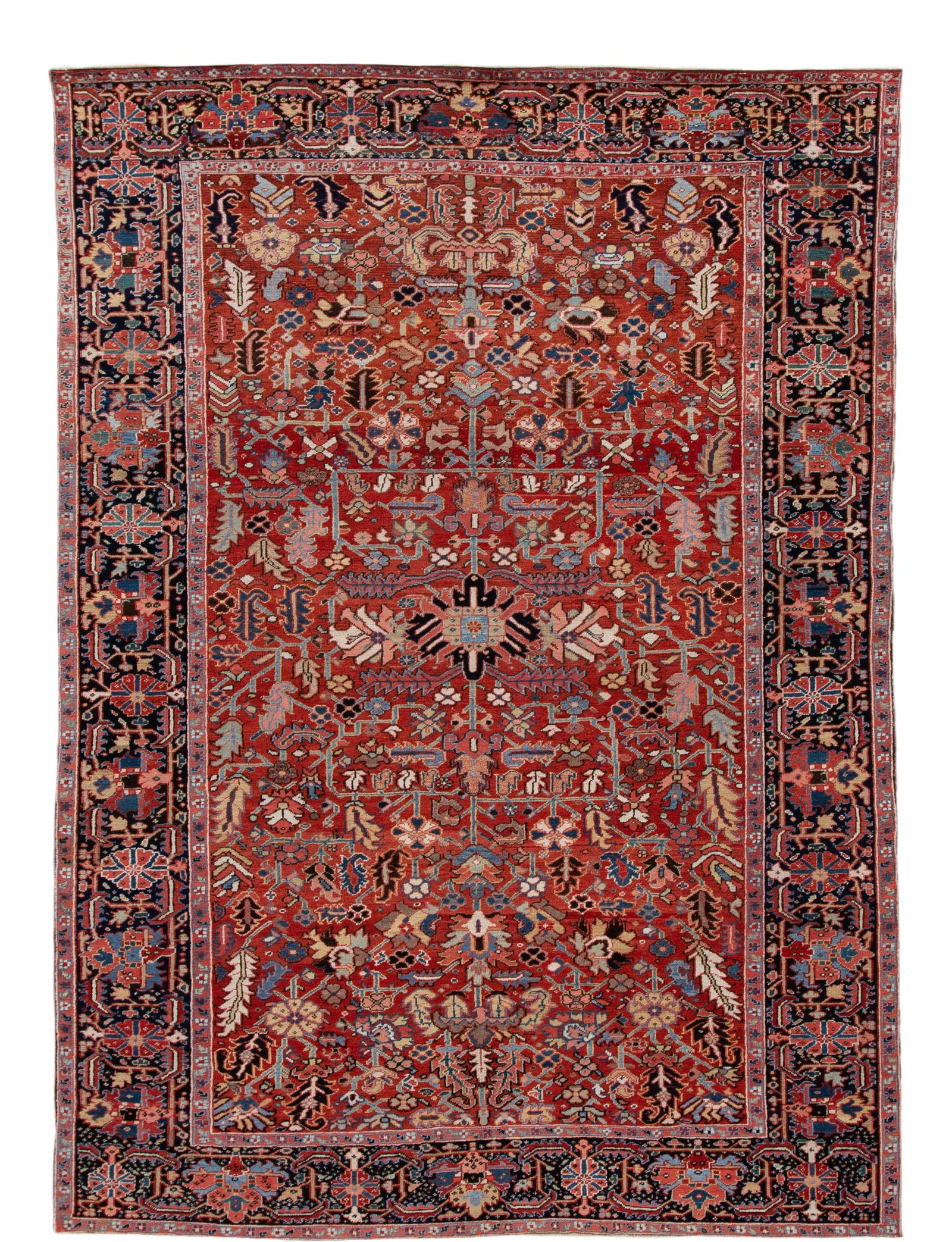 Antique Persian Heriz Wool Rug 8'1 x 11'3 Red Handmade (1 of 10)