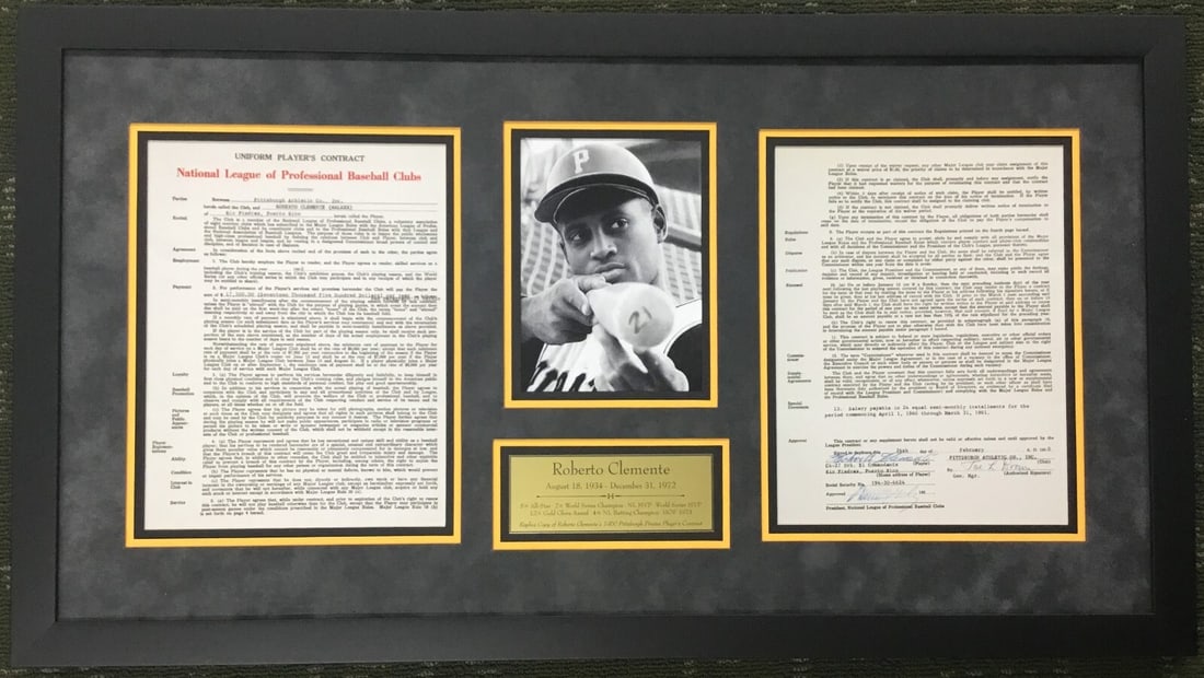 Custom Framed Roberto Clemente 1960 Replica Contract with Photo Plaque (1 of 7)