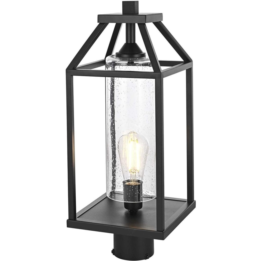 Zora outdoor post lantern black iron seedy glass 20.51 in (1 of 7)