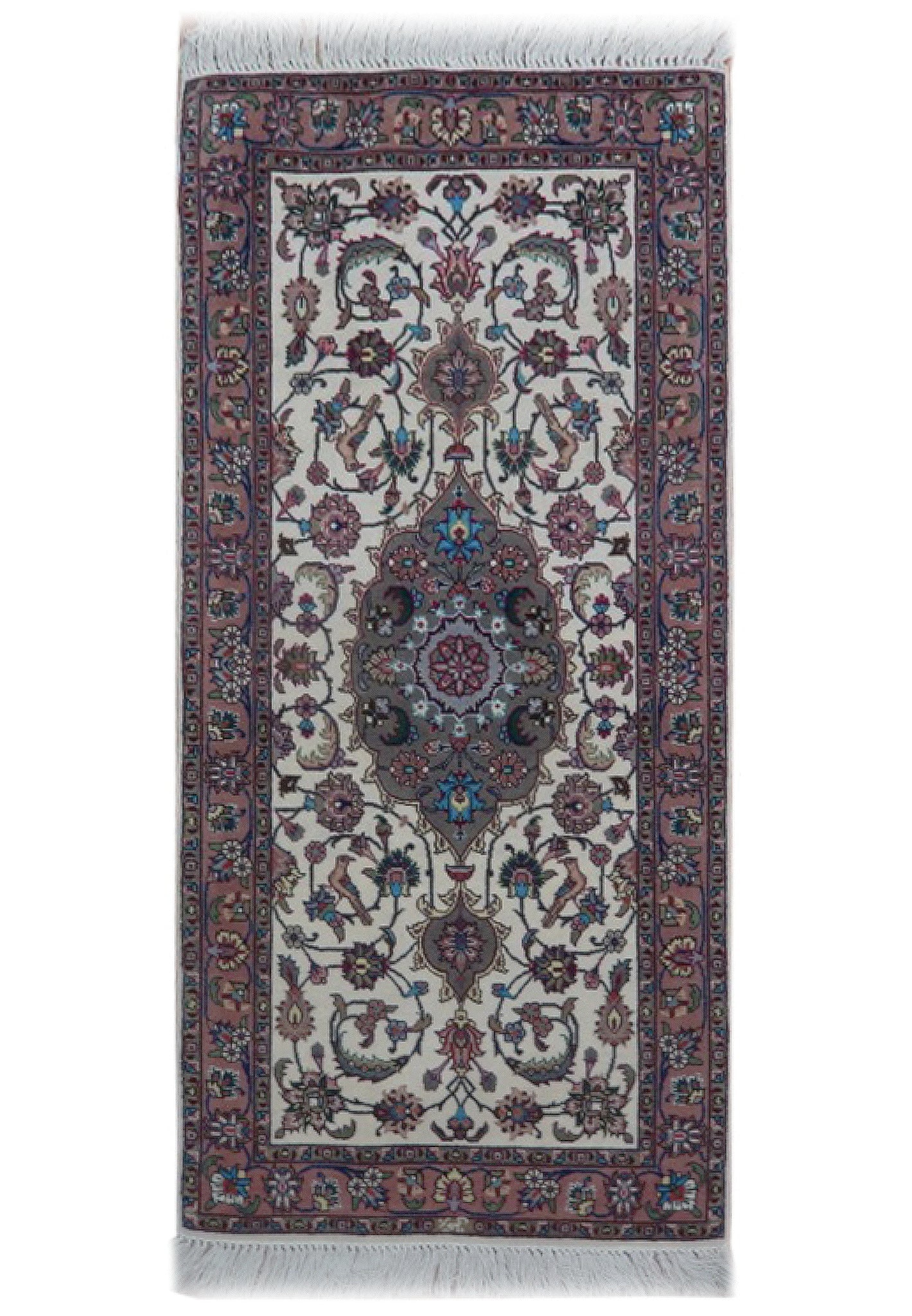 2 x 4 Persian Tabriz Hand-Knotted Wool Silk Medallion Rug: 2 x 4 Persian Tabriz Hand-Knotted Wool Silk Medallion Rug Free continental US Shipping This 2 x 4 Persian Tabriz rug is hand-knotted and features the intricate medallion and floral motifs associated w