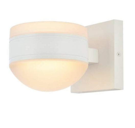 Living District Raine White LED Outdoor Wall Sconce: Living District Raine White LED Outdoor Wall Sconce This modern outdoor wall sconce features integrated LED lighting, providing a clear white illumination with a color temperature of 3000K and a total