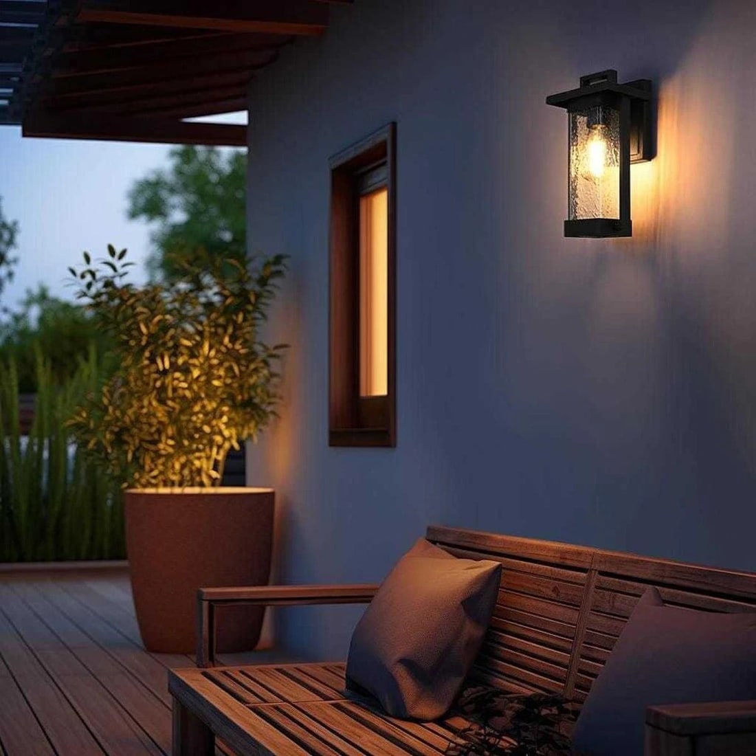 Tilton outdoor wall light black seedy glass 12 in (1 of 9)