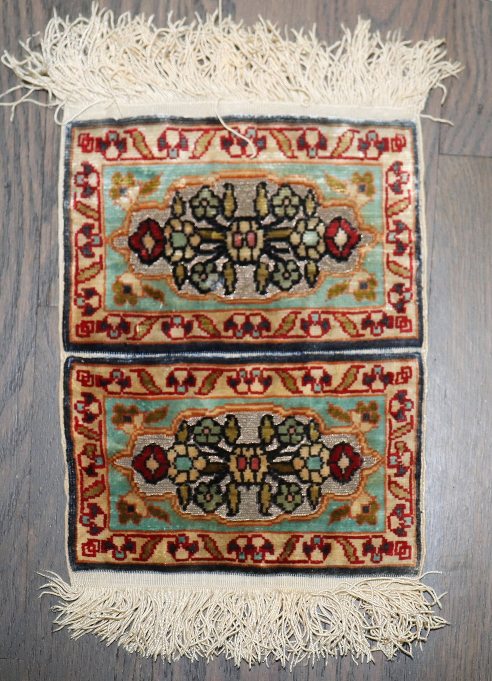 6" x 6" Turkish Herekeh silk pictorial animal yastik (1 of 4)