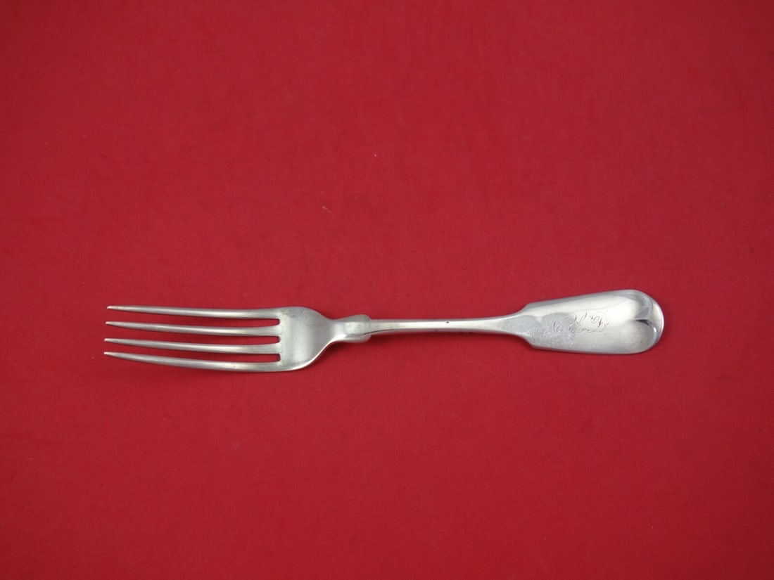Gorham Tipt Sterling Silver Dinner Fork 7 7/8 inches Monogrammed: Gorham Tipt Sterling Silver Dinner Fork 7 7/8 inches Monogrammed This exquisite Tipt dinner fork by Gorham is crafted from high-quality sterling silver and measures 7 7/8 inches in length. The fork sh