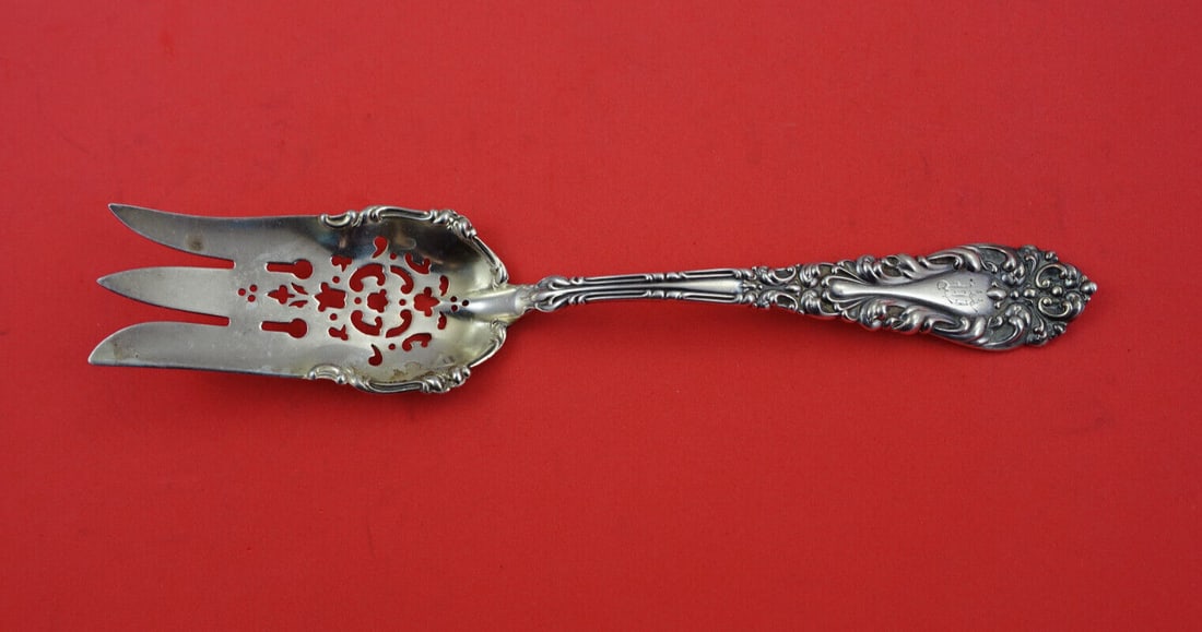 Frank Whiting Athene Crescendo Sterling Silver Serving Fork 8 3/4 Inches Gold Wash (1 of 2)