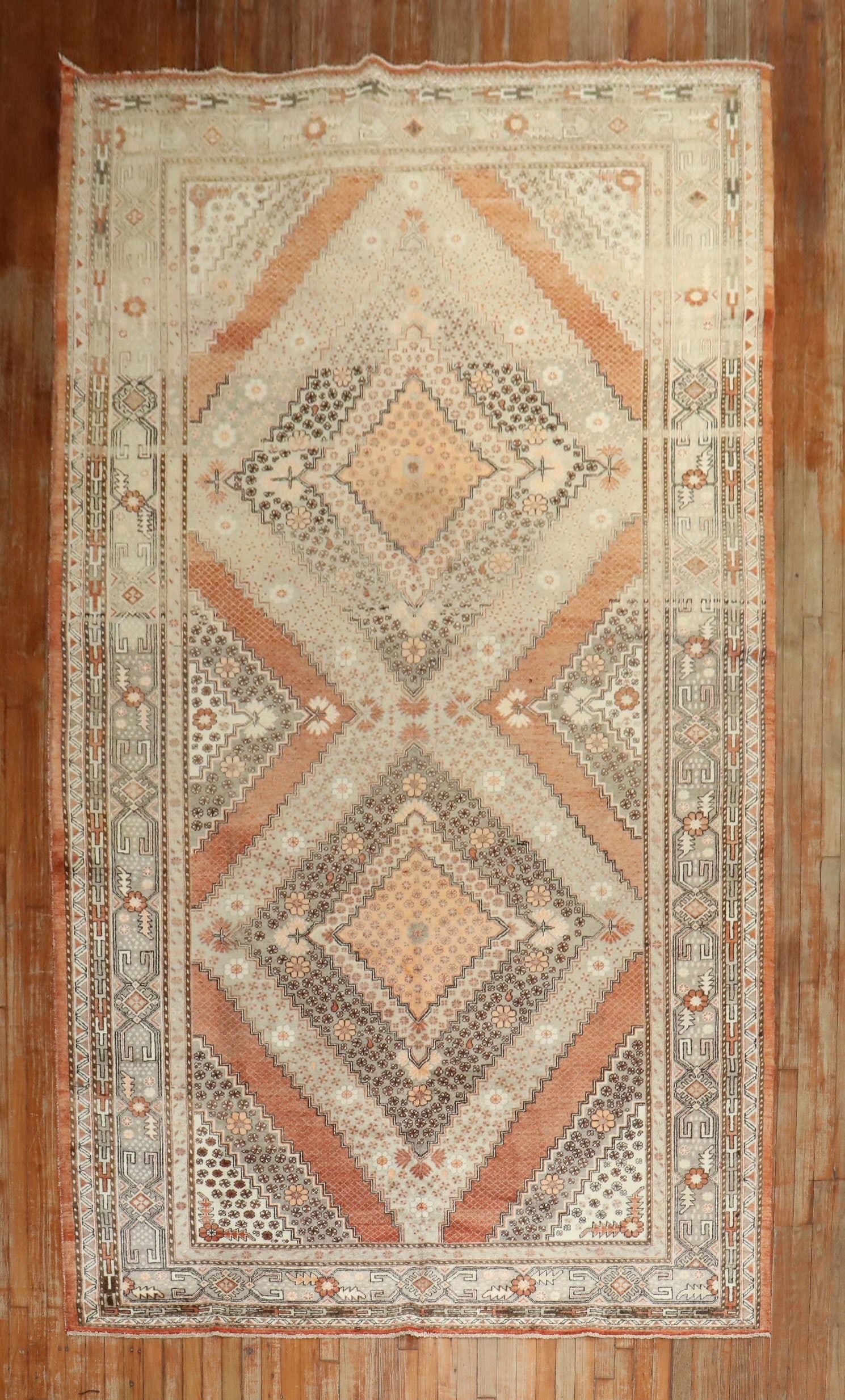 7' x 13' 6" Gallery Size Samarkand Khotan Rug Apricot: 7' x 13' 6" Gallery Size Samarkand Khotan Rug Apricot Vintage apricot color Khotan rug in a large gallery size, dating to the mid-20th century. This pre-owned piece is identified as a Khotan, Samarkan