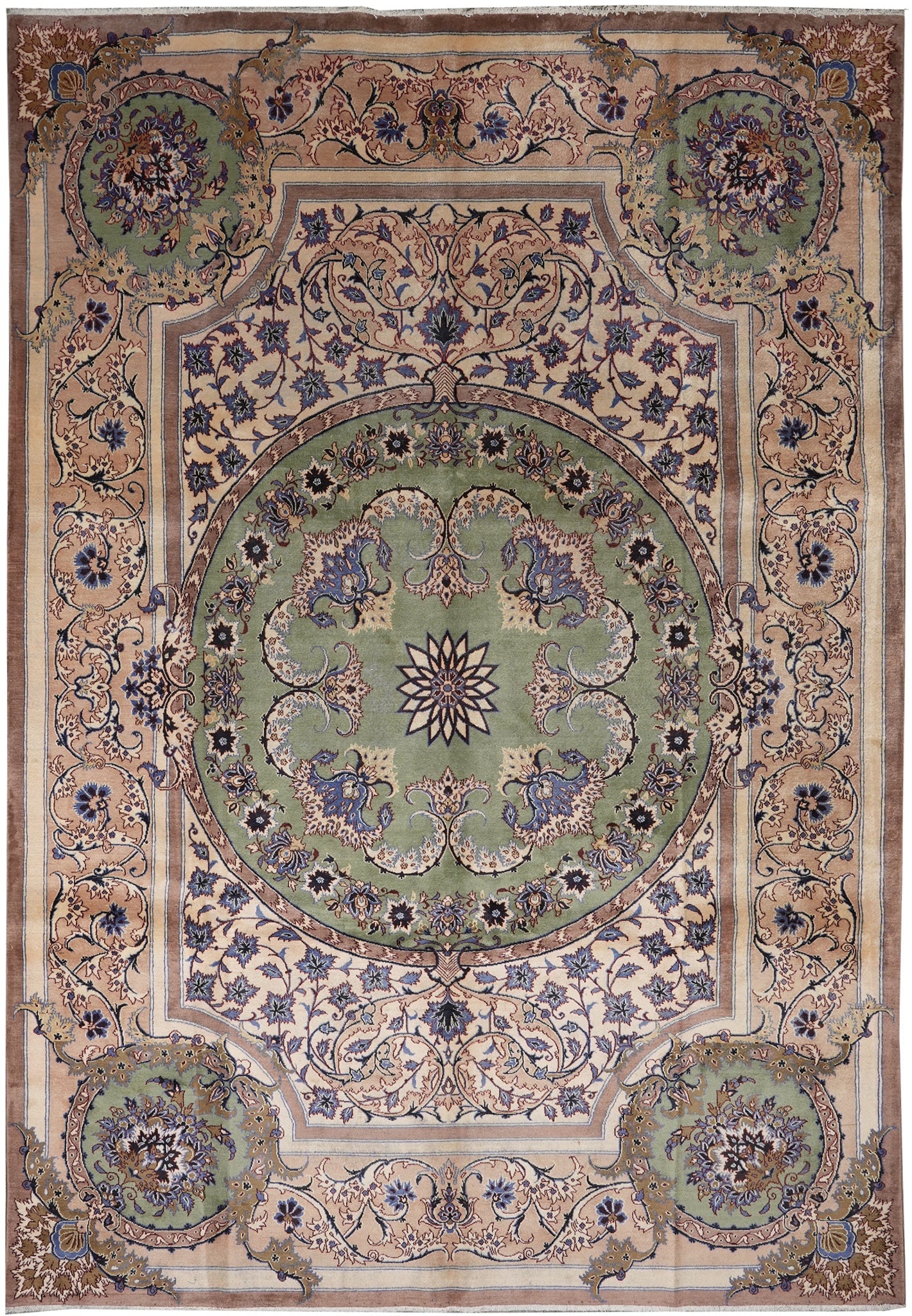 9.9 x 13.6 French Aubusson Persian Kashan Hand Knotted Wool Rug Iran (1 of 13)