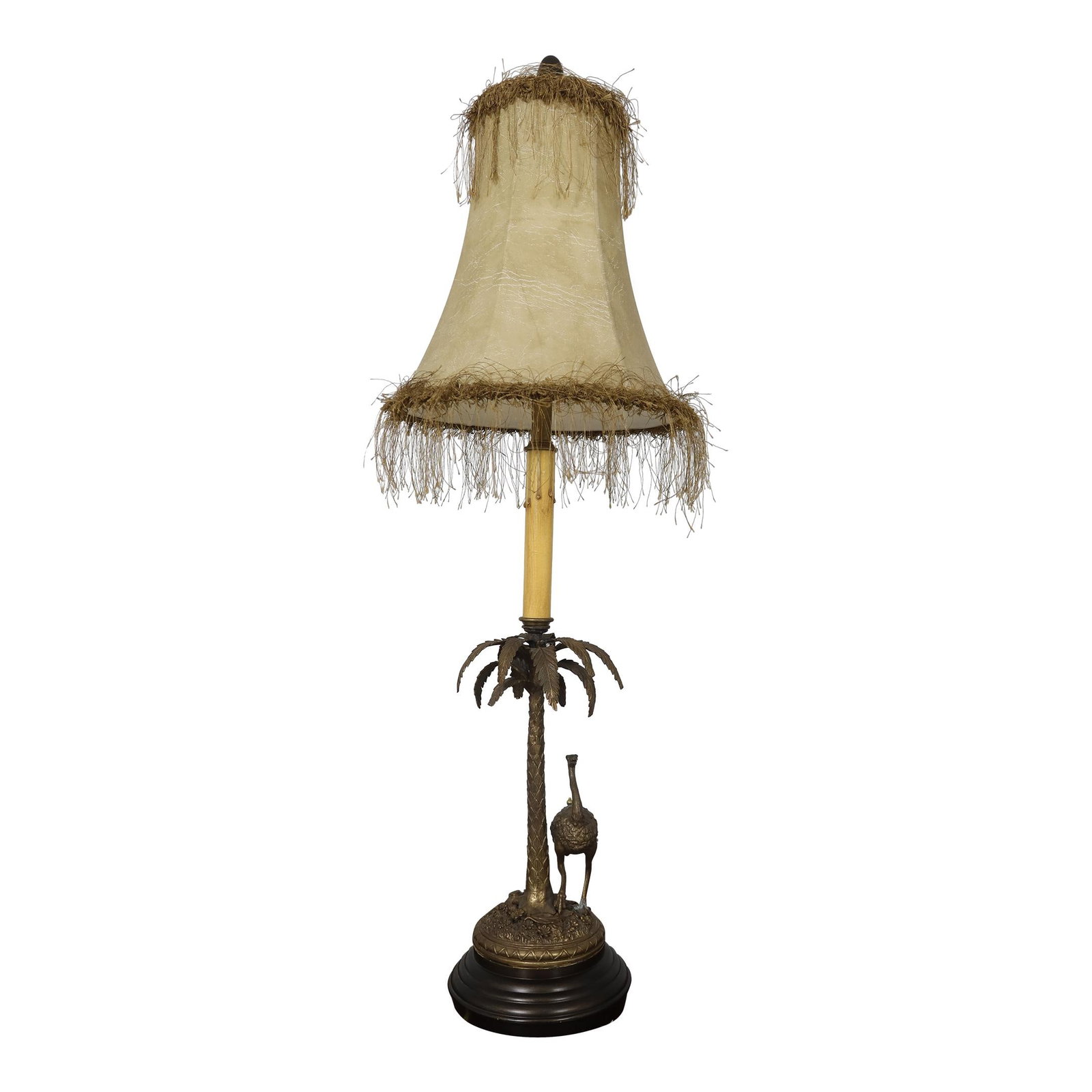 Elegant Castillian Bronze Ostrich Table Lamp with Leather Shade (1 of 8)
