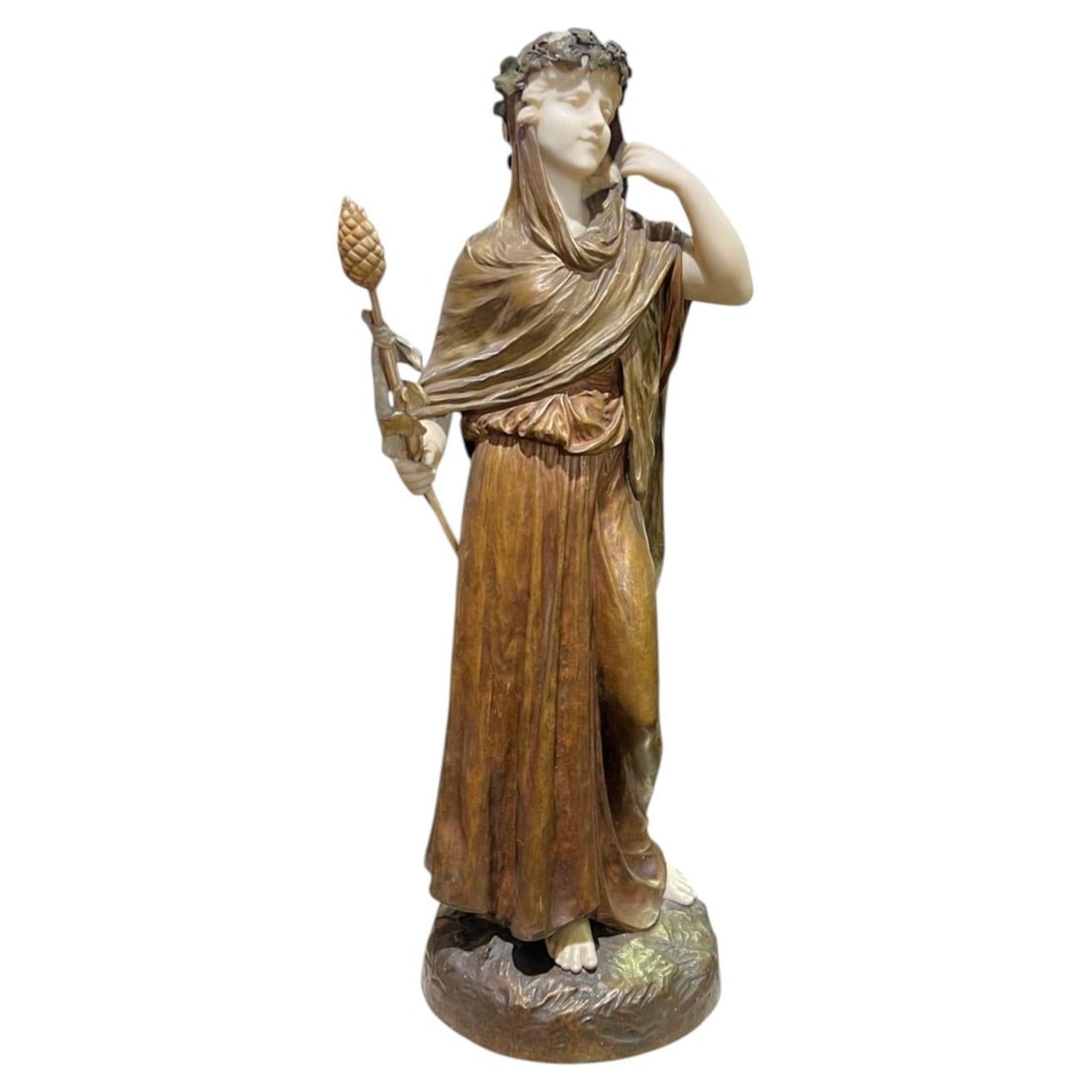 Bronze Maiden Figure After Moreau for Goldscheider Austria c1900: Bronze Maiden Figure After Moreau for Goldscheider Austria c1900 This is a large limited edition bronze sculpture of a maiden, created after the original model by Hippolyte Moreau and inspired by a po