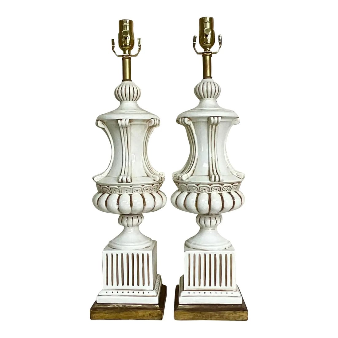 Pair of Italian Neoclassical Urn Form Ceramic Table Lamps (1 of 10)