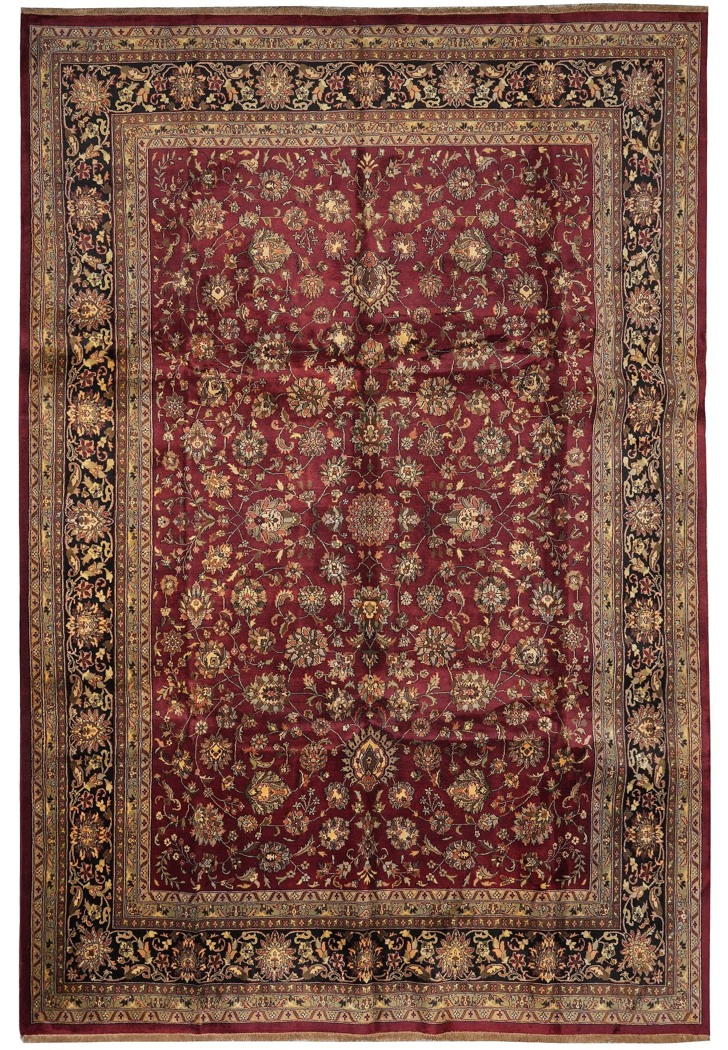 9.9 x 14 Jaipur Hand Knotted Wool Rug Burgundy Black: 9.9 x 14 Jaipur Hand Knotted Wool Rug Burgundy Black Free continental US Shipping This high quality Jaipur rug features a striking burgundy and black color palette with subtle accent hues and a classi