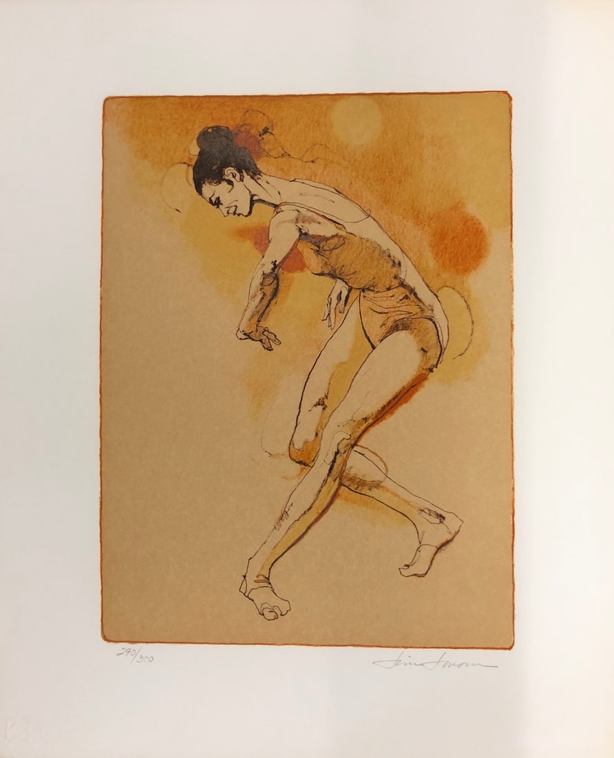 Jim Jonson Female Dancer Signed Limited Edition Framed Lithograph 1979: Jim Jonson Female Dancer Signed Limited Edition Framed Lithograph 1979 This stunning lithograph titled 'Female Dancer' by artist Jim Jonson captures the elegance of dance in a beautifully framed prese