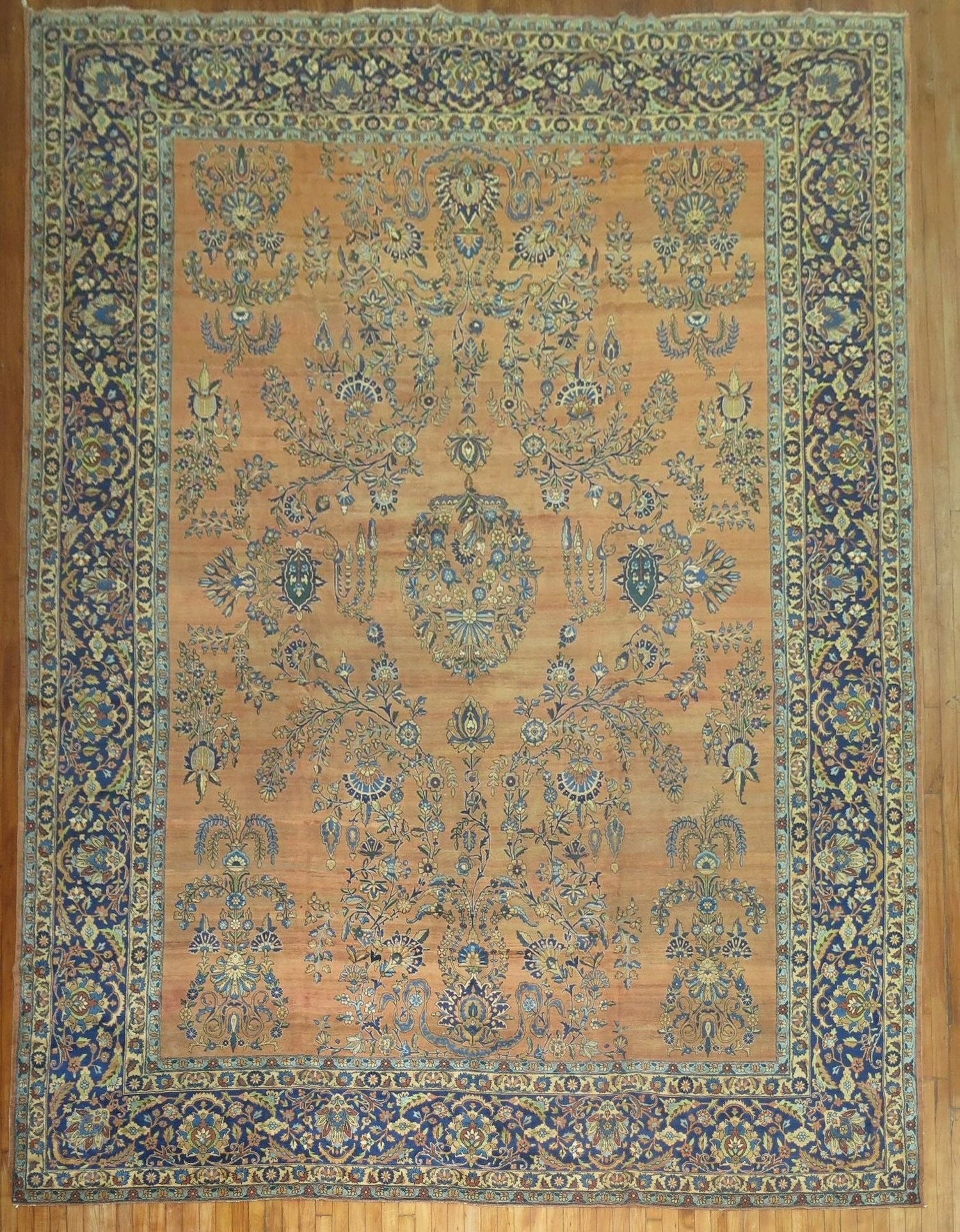 10' 8" x 15' Early 20th Century Persian Yazd Room Rug (1 of 7)