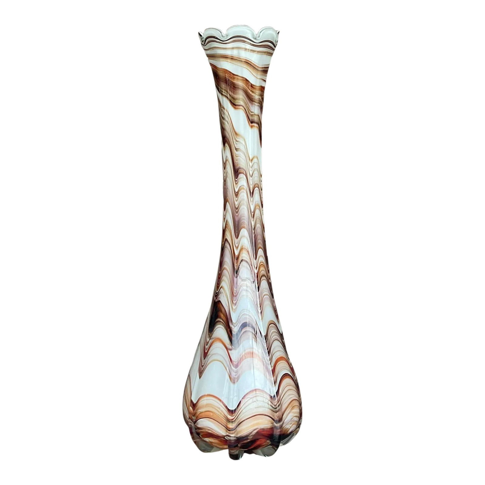 Vintage Boho Swirl Vase Unique Slag Glass Masterpiece (1 of 9)
