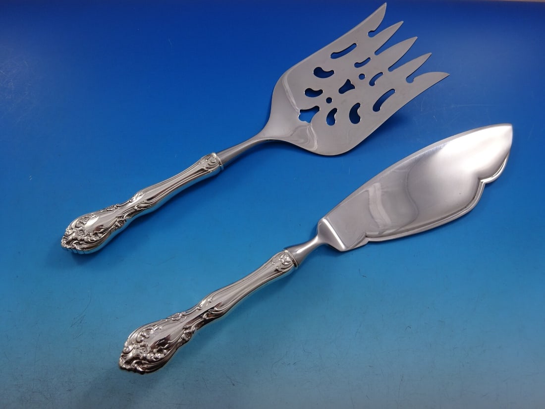 Alvin Chateau Rose Sterling Silver Fish Serving Set 2 Piece: Alvin Chateau Rose Sterling Silver Fish Serving Set 2 Piece Enhance your dining experience with the Chateau Rose by Alvin Sterling Silver Fish Serving Set. This exquisite two-piece set features a holl