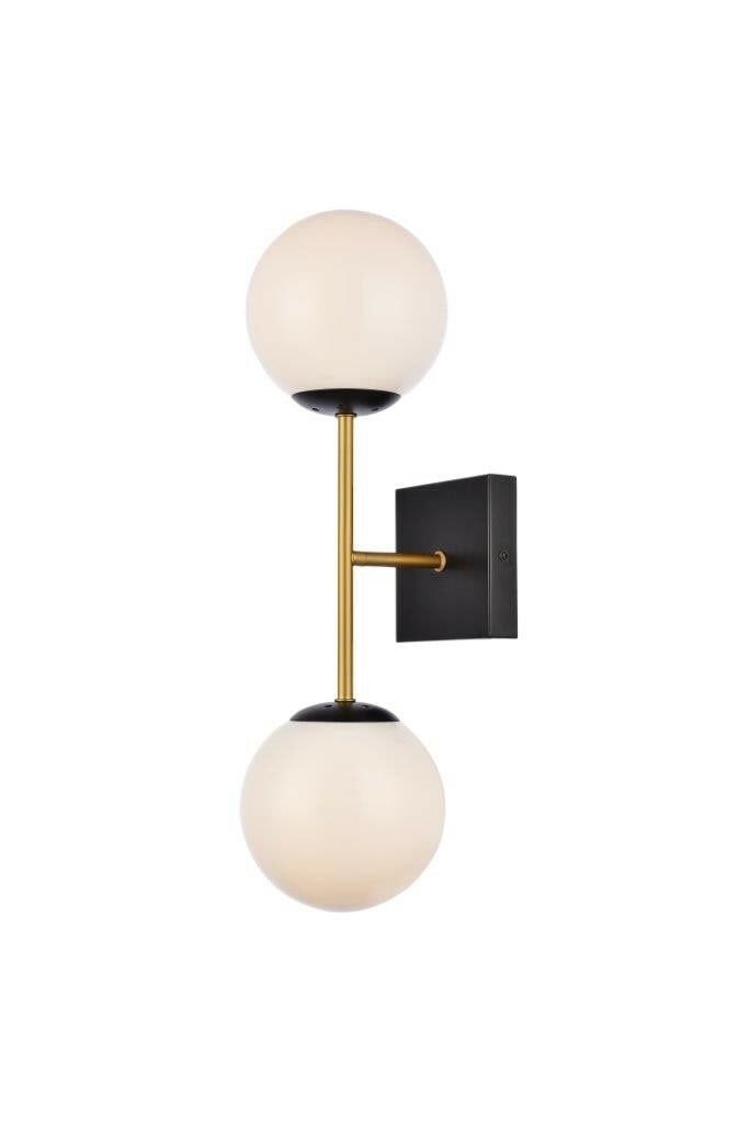 Neri 2 Light Black Brass Wall Sconce with Glass Shades (1 of 9)