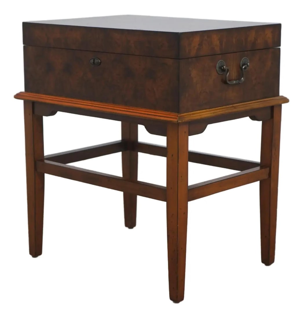 English Style Burlwood Storage Box with Stand 19.5w x 14.5d x 23.5h (1 of 10)