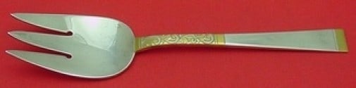 Gorham Golden Scroll Sterling Silver Cold Meat Fork 8 1/4 Inch: Gorham Golden Scroll Sterling Silver Cold Meat Fork 8 1/4 Inch This elegant serving fork is crafted in sterling silver and features the beautiful Golden Scroll pattern by Gorham. Measuring 8 1/4 inche