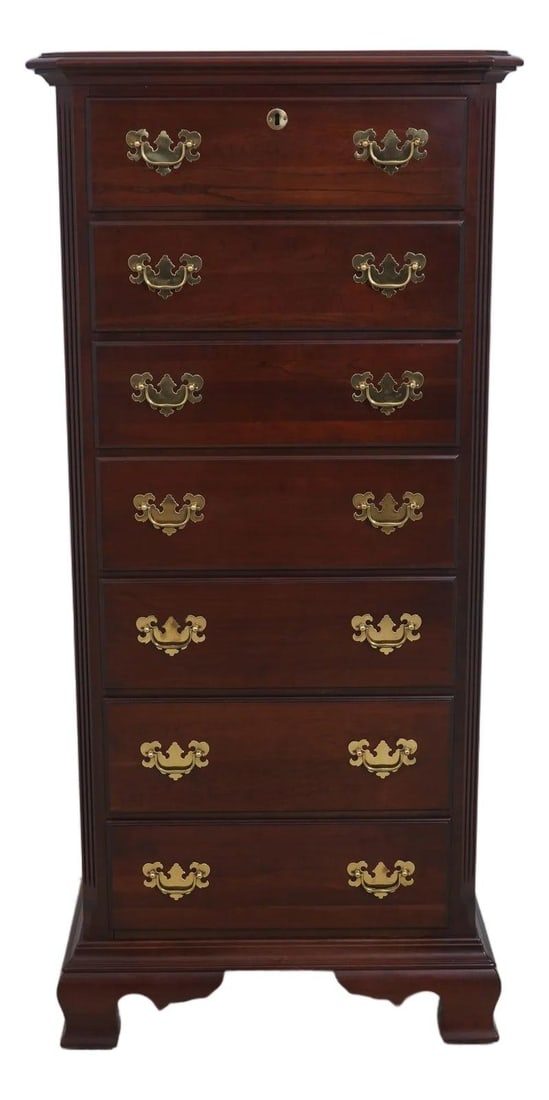 Chippendale Style Cherry Wood Lingerie Chest with Seven Drawers: Chippendale Style Cherry Wood Lingerie Chest with Seven Drawers This Kincaid 7-drawer lingerie chest features a classic Chippendale and traditional design, crafted from cherry wood with solid brass ha