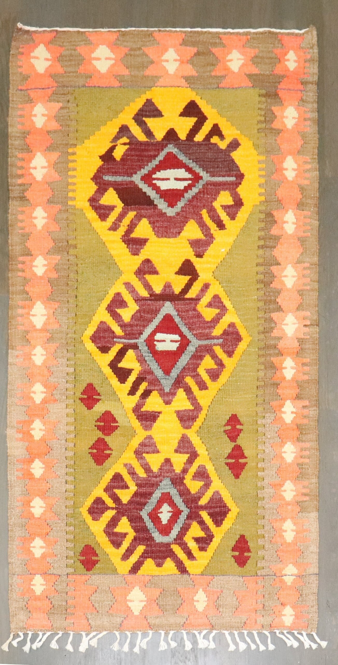 2' 3" x 4' 2" Turkish Kilim Rug Green Mid 20th Century (1 of 5)