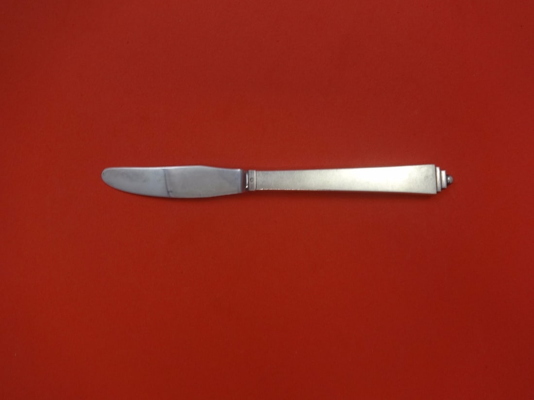 Georg Jensen Pyramid Sterling Silver Luncheon Knife 8 1/8 Long Handle: Georg Jensen Pyramid Sterling Silver Luncheon Knife 8 1/8 Long Handle Introducing the Pyramid Luncheon Knife by Georg Jensen, a beautiful piece crafted from sterling silver with a hollow long handle a