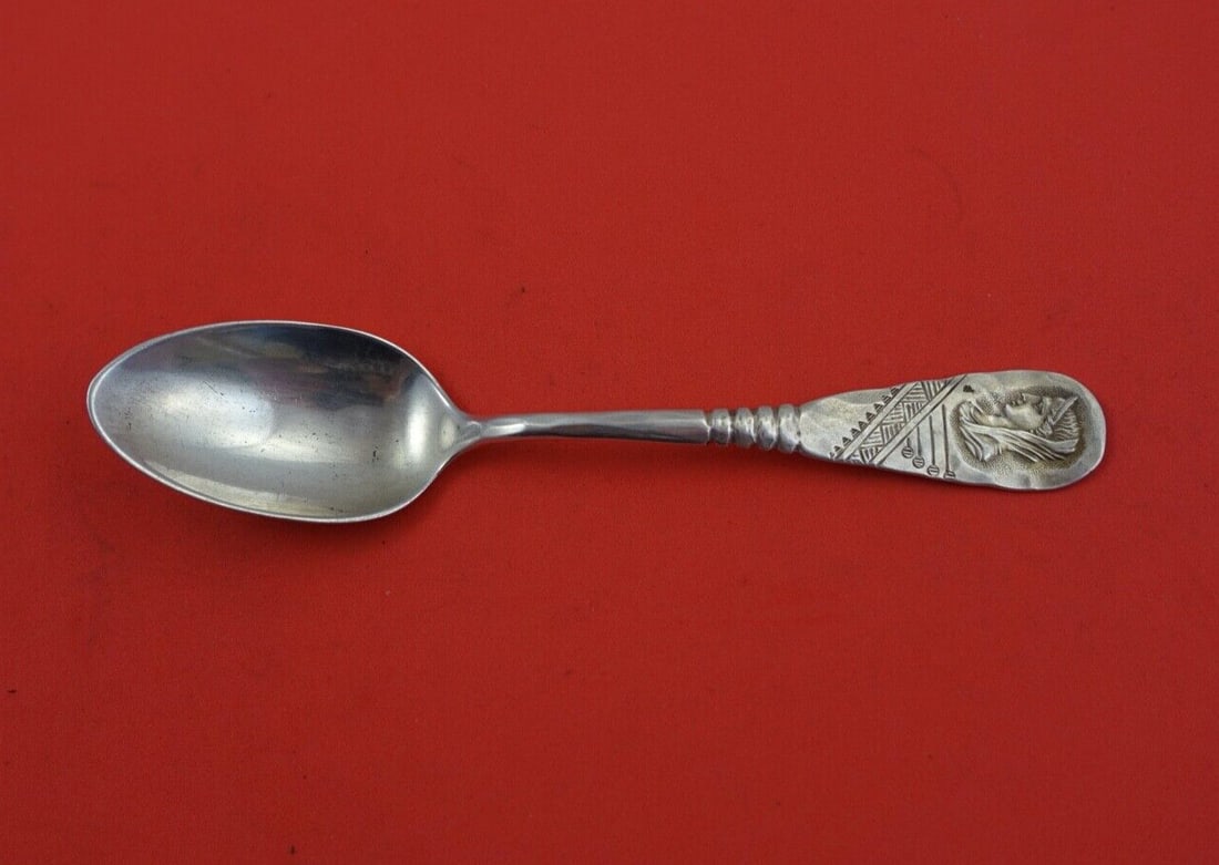 Shiebler Sterling Silver Teaspoon Medallion Etruscan 5 7/8": Shiebler Sterling Silver Teaspoon Medallion Etruscan 5 7/8" This exquisite sterling silver teaspoon features the Medallion pattern, also known as Etruscan or Homeric, crafted by the renowned maker Shi
