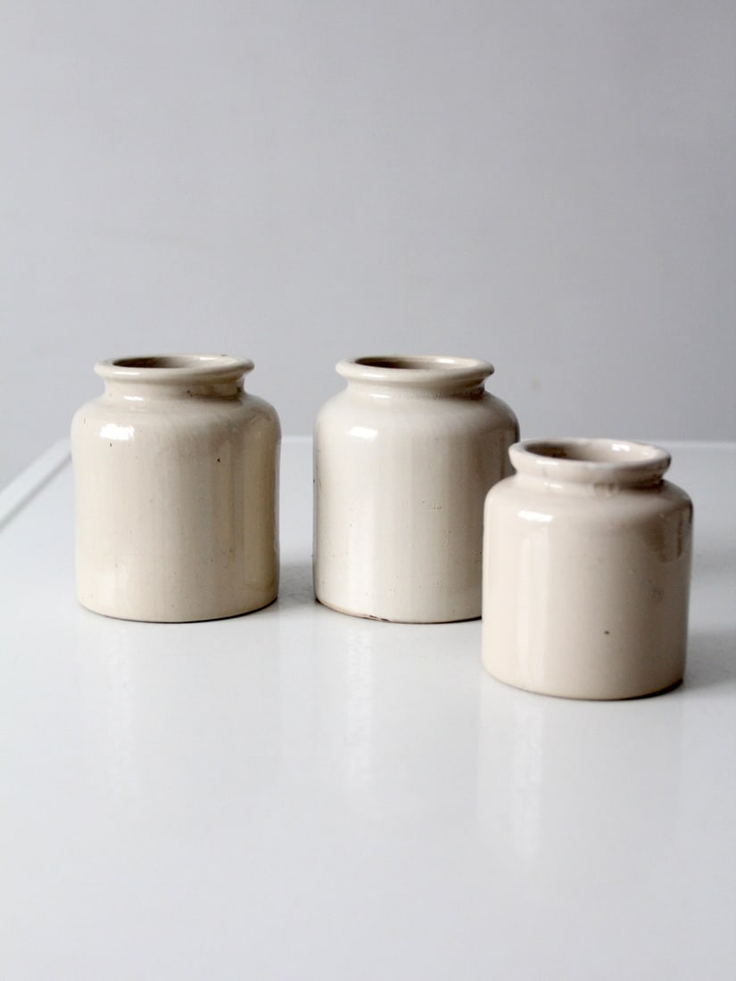 Set of 3 antique stoneware crocks in two sizes (1 of 15)