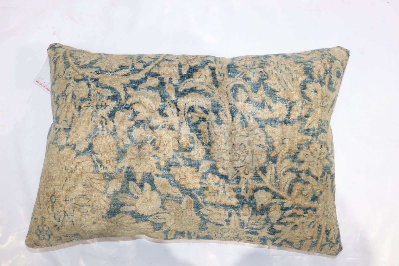 Antique Persian Kerman Rug Pillow 1' 4" x 1' 11": Antique Persian Kerman Rug Pillow 1' 4" x 1' 11" Decorative pillow made from an antique Persian Kerman rug. This pre-owned piece offers the character of vintage rug textile craftsmanship in a pillow f