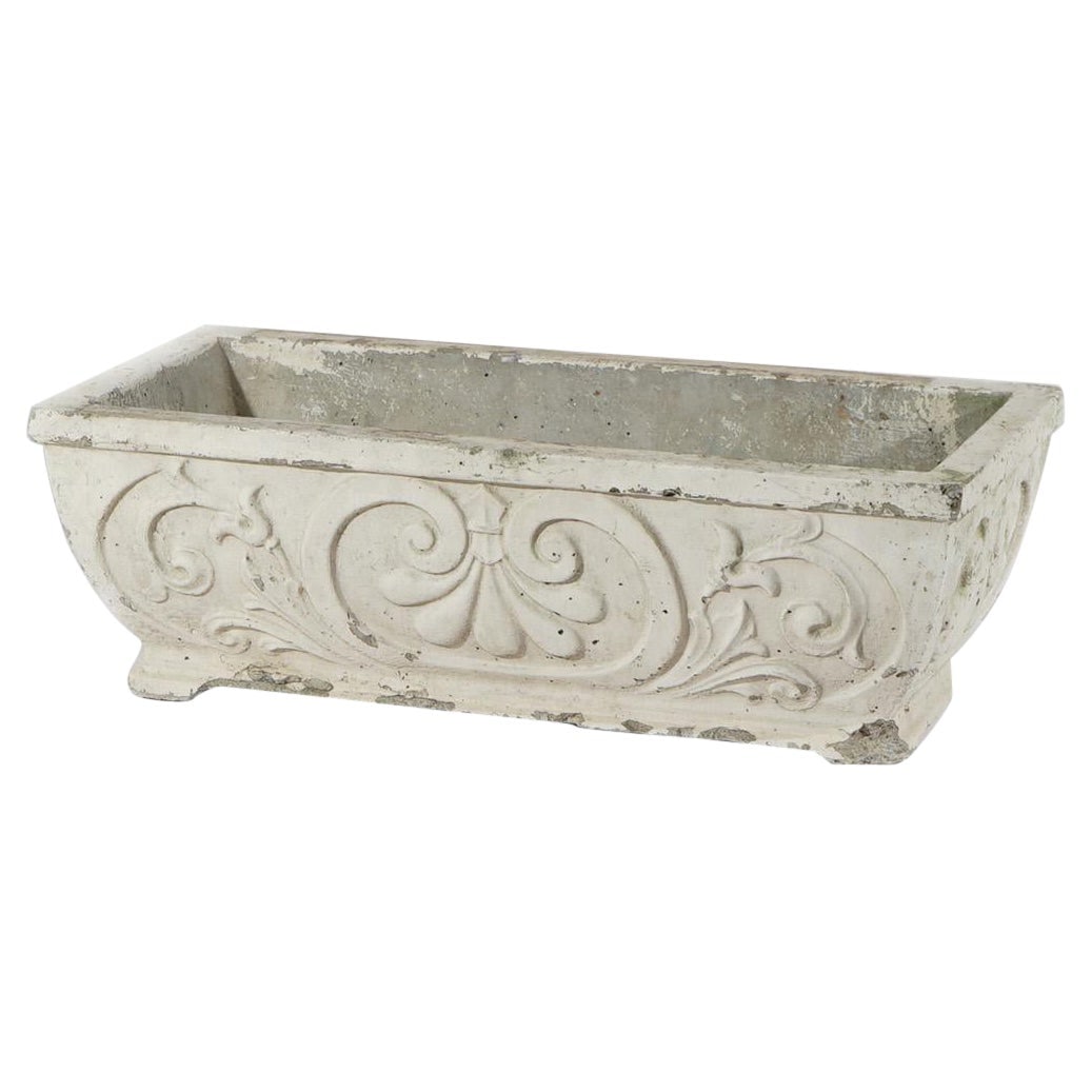 20th Century Cast Stone Patio Planter with Scroll Relief (1 of 5)