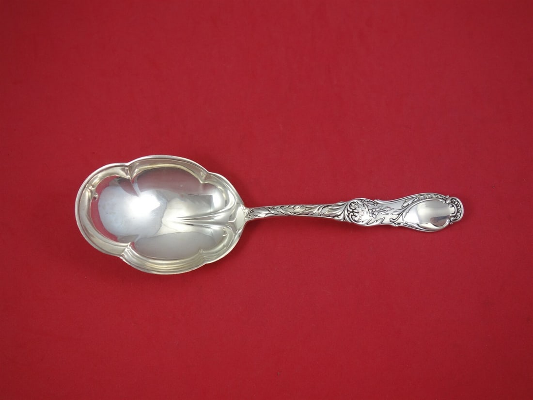 Gorham Rouen Sterling Silver Berry Spoon 8 5/8 inches Serving: Gorham Rouen Sterling Silver Berry Spoon 8 5/8 inches Serving This exquisite Rouen berry spoon by Gorham is a stunning addition to any silverware collection. Crafted from high-quality sterling silver,