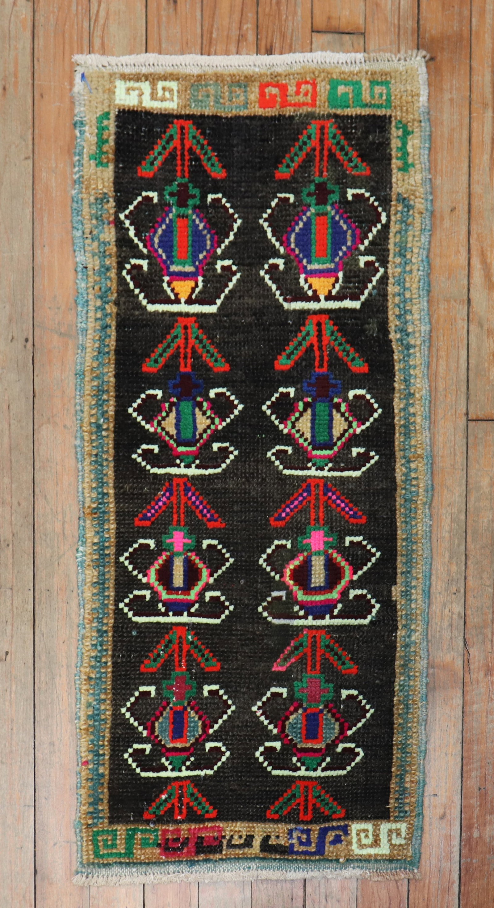 1' 3" x 3' 9" Anatolian Yastik Rug Turkish: 1' 3" x 3' 9" Anatolian Yastik Rug Turkish Late 20th century Turkish Anatolian mini rug in the Yastiks category. This pre-owned piece offers a compact format suitable for smaller spaces or layered dis