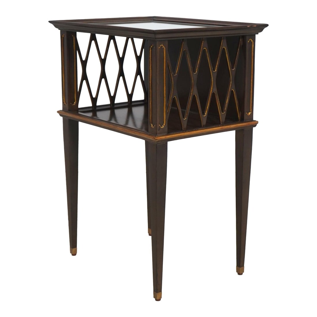 Wood Accent Table With Mirrored Surface and Gold Details by Scarborough House: Wood Accent Table With Mirrored Surface and Gold Details by Scarborough House This Scarborough House occasional table features a mirror top with elegant gold accents. Constructed from quality wood, th