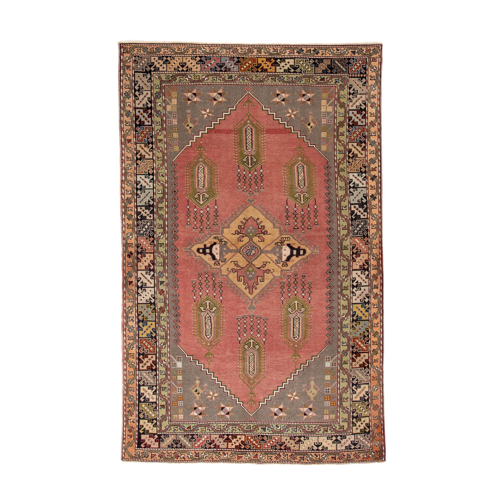 Authentic Handmade Anatolia Wool Carpet 70.1 x 109.8 Inches: Authentic Handmade Anatolia Wool Carpet 70.1 x 109.8 Inches Discover the beauty of this authentic handmade Anatolia carpet, crafted with care from high-quality wool on wool. This piece features a trad