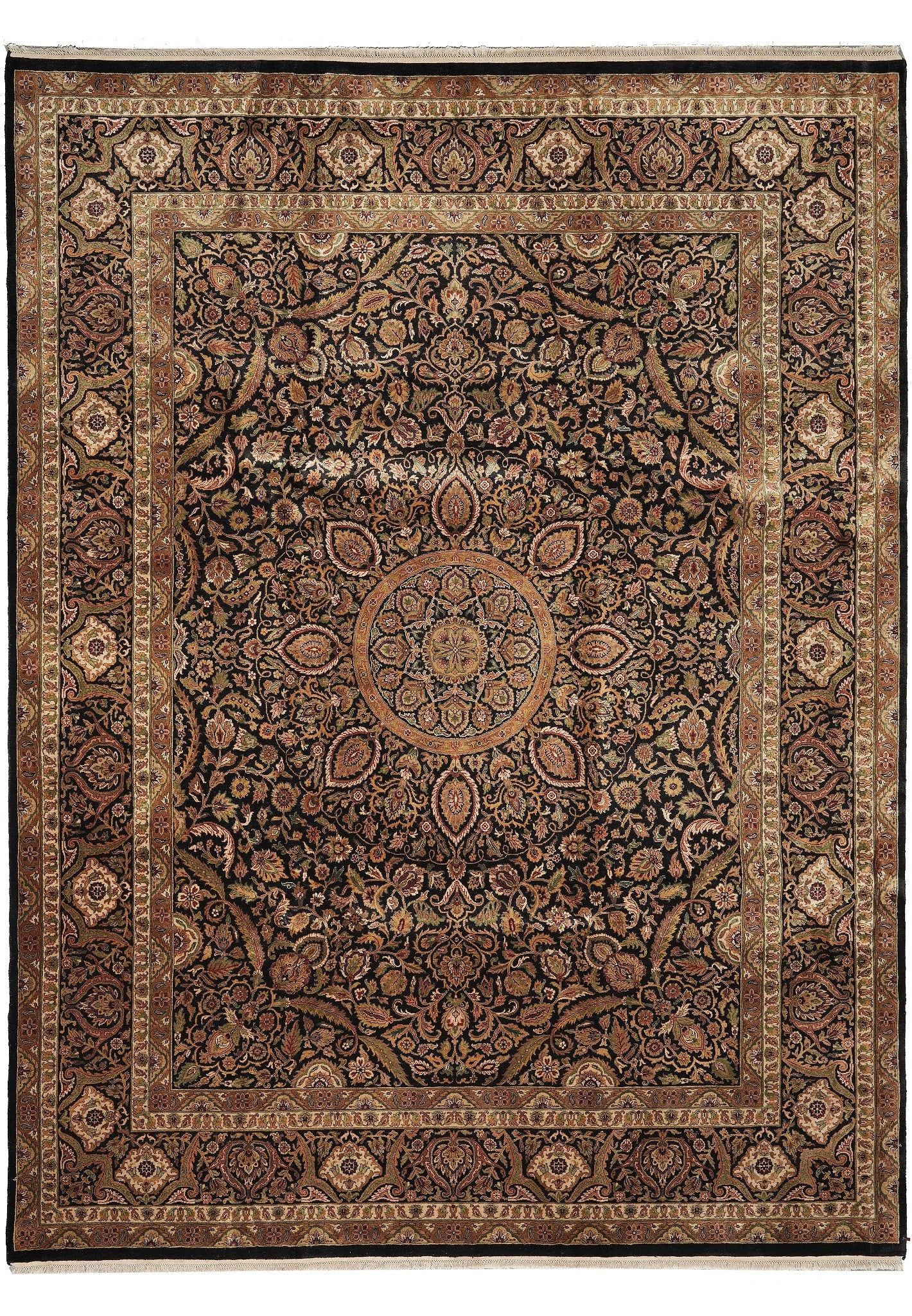 9.3 x 12 Lustrous Wool Hand-Knotted Rug Black: 9.3 x 12 Lustrous Wool Hand-Knotted Rug Black Free continental US Shipping This high quality hand-knotted rug is crafted from lustrous wool in a black colorway. It features a decorative design with su