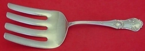 Gorham Regent sterling asparagus serving fork 9 inch monogrammed: Gorham Regent sterling asparagus serving fork 9 inch monogrammed This is a Gorham sterling silver asparagus fork in the Regent pattern. Crafted in the United States, it features a decorative handle an