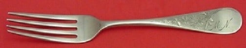 Gorham Marigold sterling silver fork 6 3/4 monogrammed: Gorham Marigold sterling silver fork 6 3/4 monogrammed Sterling silver regular fork in the Marigold pattern by Gorham. This pre-owned piece is monogrammed, with monograms that may vary, and is in exce