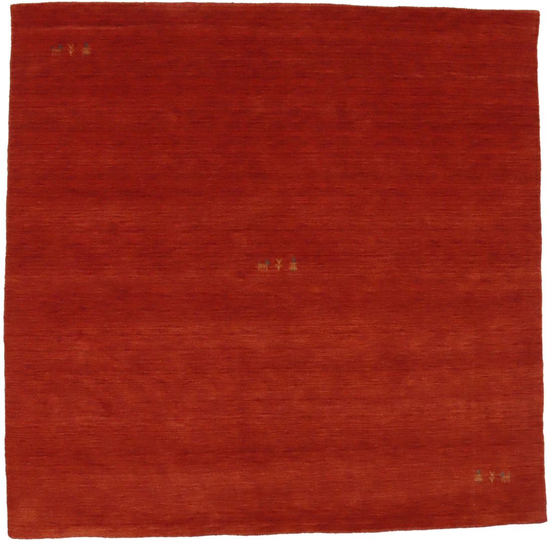 Gabbeh Modern Pictorial Design Wool Area Rug 8'2 x 8'1: Gabbeh Modern Pictorial Design Wool Area Rug 8'2 x 8'1 Enhance your living space with this stunning Gabbeh Tribal Pictorial Design Rug, measuring 8'2" x 8'1". This large square area rug features a vib