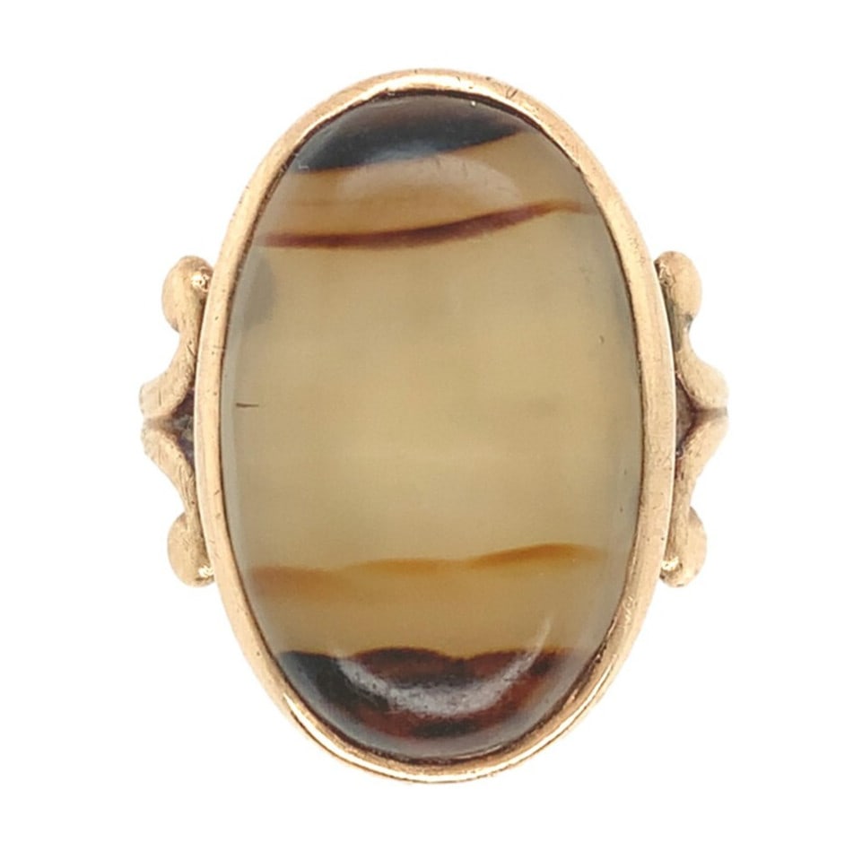 10k Yellow Gold Banded Agate Ring Size 5 GIA Certified (1 of 12)