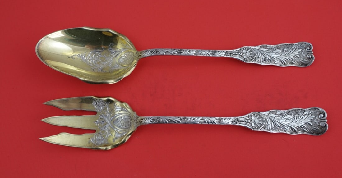 Gorham Saint Cloud Sterling Silver Salad Serving Set 2-Piece 10 1/2": Gorham Saint Cloud Sterling Silver Salad Serving Set 2-Piece 10 1/2" Enhance your dining experience with this exquisite Saint Cloud salad serving set by Gorham. Crafted from high-quality sterling silv