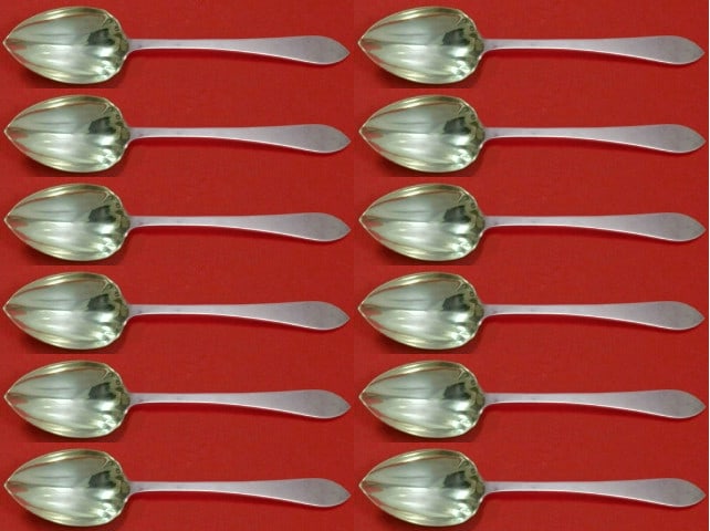Tiffany & Co Faneuil Sterling Silver Spoon Set of 12 Fluted Design: Tiffany & Co Faneuil Sterling Silver Spoon Set of 12 Fluted Design This exquisite set of 12 grapefruit spoons from Tiffany & Co. features the elegant Faneuil pattern, crafted in high-quality sterling 