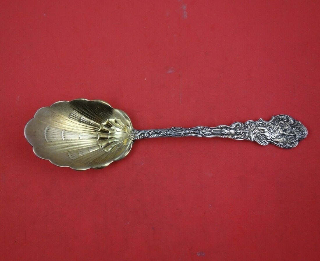Gorham Versailles Sterling Silver 7 Inch Preserve Spoon Gold Washed Bowl: Gorham Versailles Sterling Silver 7 Inch Preserve Spoon Gold Washed Bowl This exquisite serving spoon is part of the Versailles pattern by Gorham, crafted from high-quality sterling silver. Featuring 