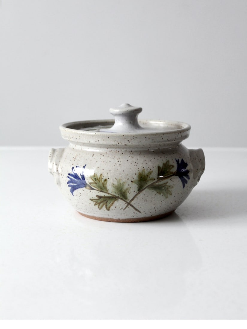1983 Dover Studio Pottery Tureen Floral Design Speckled Gray (1 of 11)