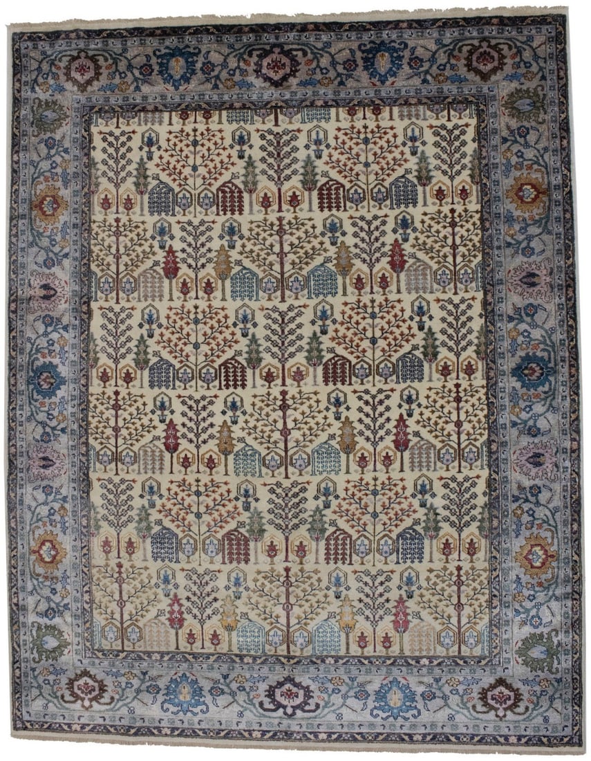 Handmade Modern Garden Bamboo Silk Viscose 9'9 x 7'8 Area Rug: Handmade Modern Garden Bamboo Silk Viscose 9'9 x 7'8 Area Rug Enhance your home decor with this exquisite Modern Garden Handmade Oriental Rug. Crafted from a luxurious blend of bamboo silk and viscose