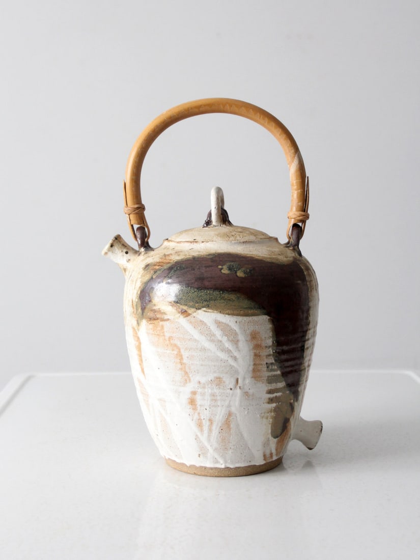 Vintage Greg White Studio Handmade Tea Pot with Bamboo Handle (1 of 12)